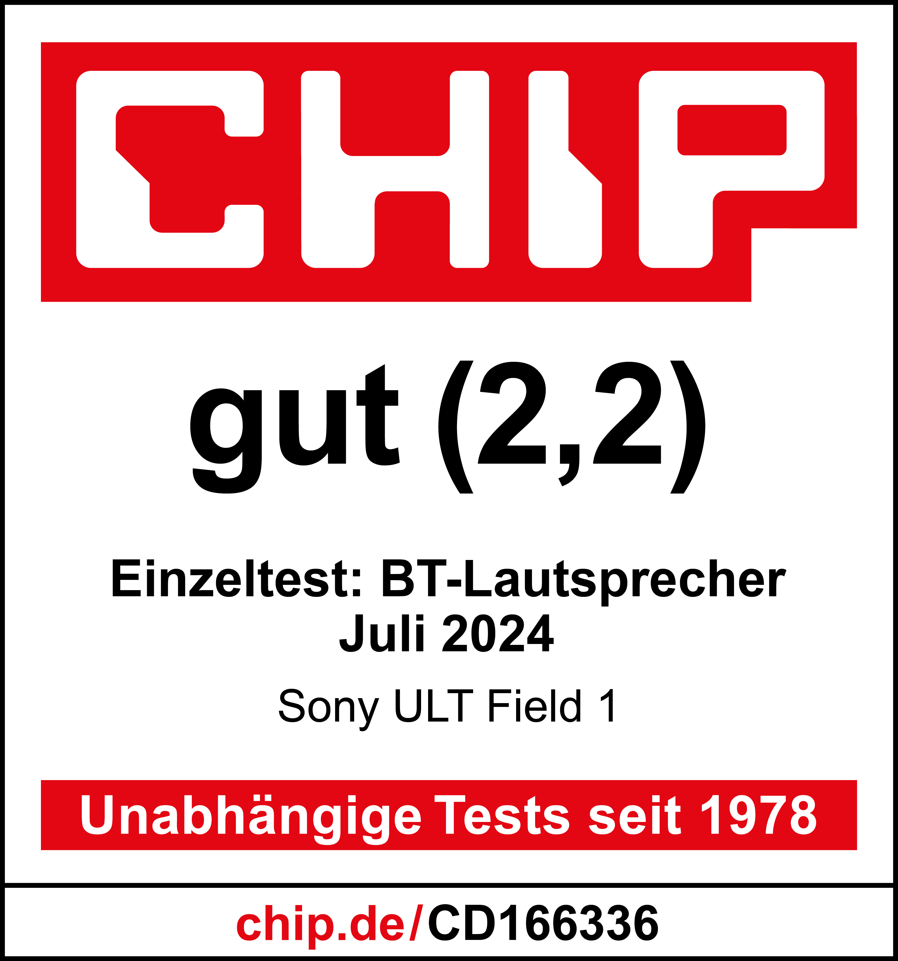 Copertina di rivista. Sfondo rosso con testo: CHIP, gut (2,2) e altri dettagli in tedesco.
