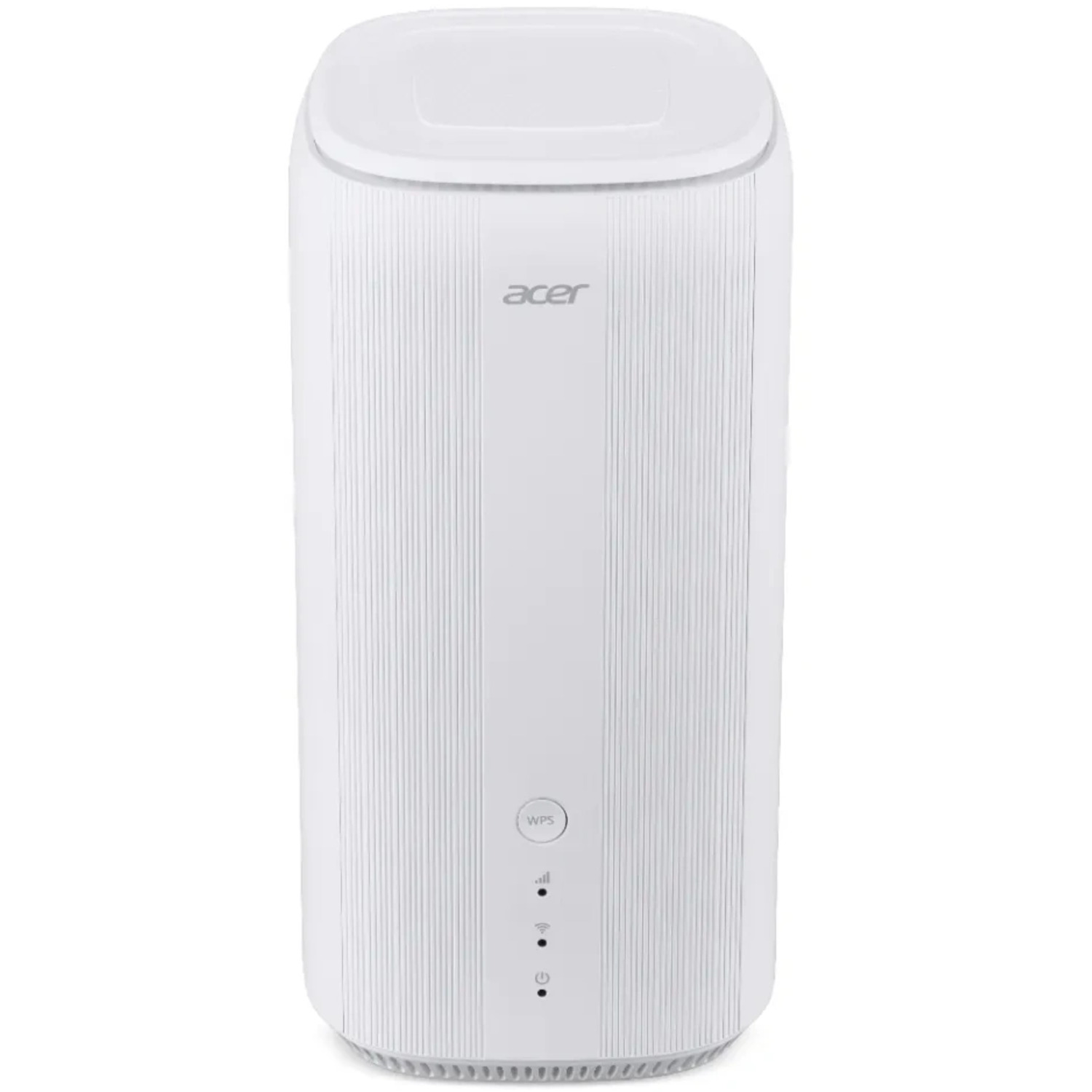 White Acer router. Has WPS, power indicators and a WPS button.