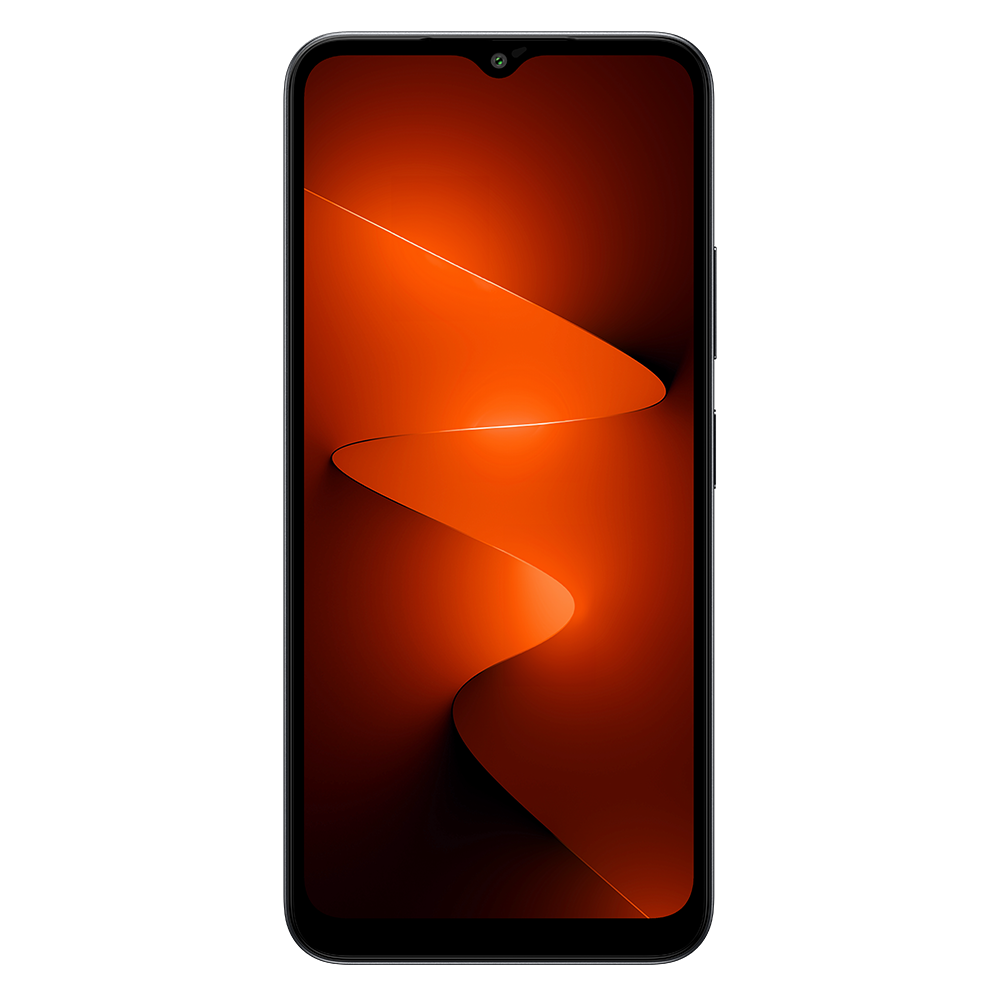 Ekranında turuncu, soyut bir arka plan görüntülenen bir akıllı telefon.