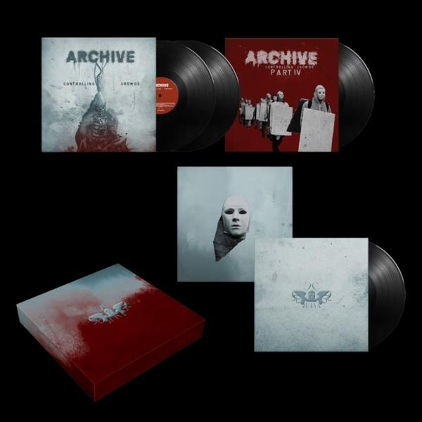 Albumcover für Archive, mit Vinylplatten und Cover-Art mit dunklem, künstlerischem Thema.
