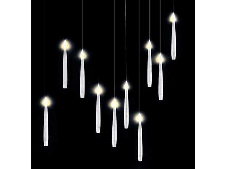 FHS Schwebende LED Kerzen 10er Set Weihnachtsbeleuchtung, Weiß, Warmweiß