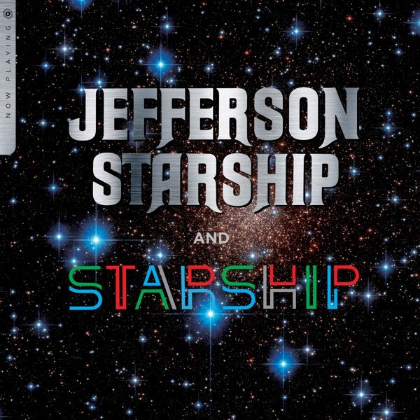 Albumcover mit den Worten 'Jefferson Starship' und 'Starship' auf sternenklarem Hintergrund.