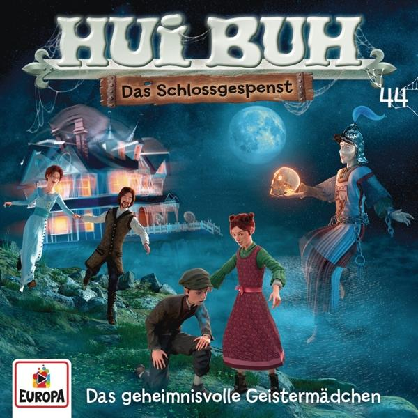 Cover für ein Kinderspiel, Hui Buh, mit Zeichentrickfiguren in einer Burgkulisse.