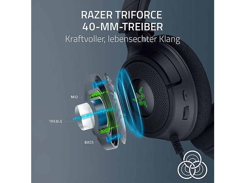 RAZER Kraken V4 X, Kabelgebundenes Multiplattform RGB, Over-ear Gaming Headset Schwarz — Foto 4 von 5