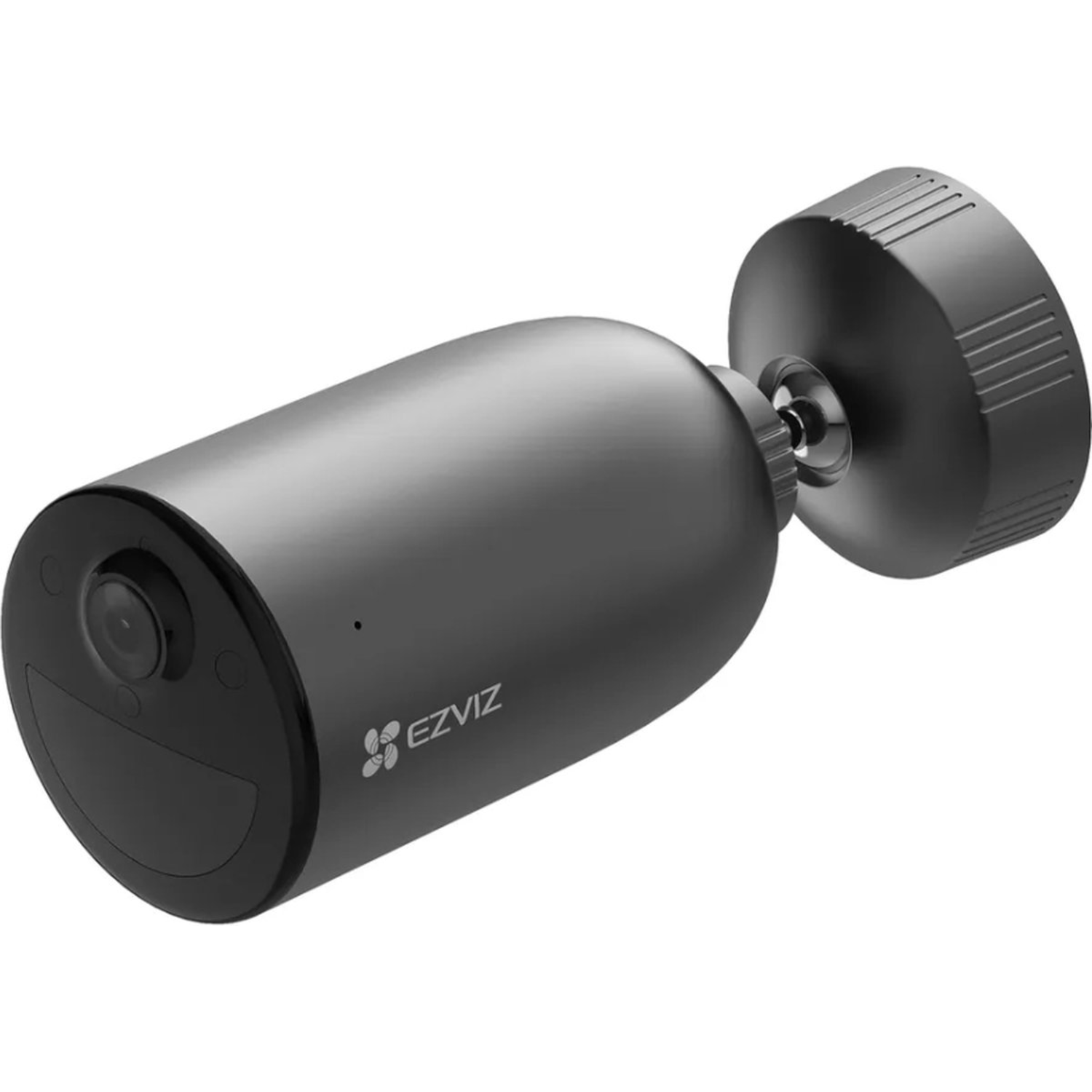 Black security camera with a cylindrical shape, a lens, and the EZVIZ logo.