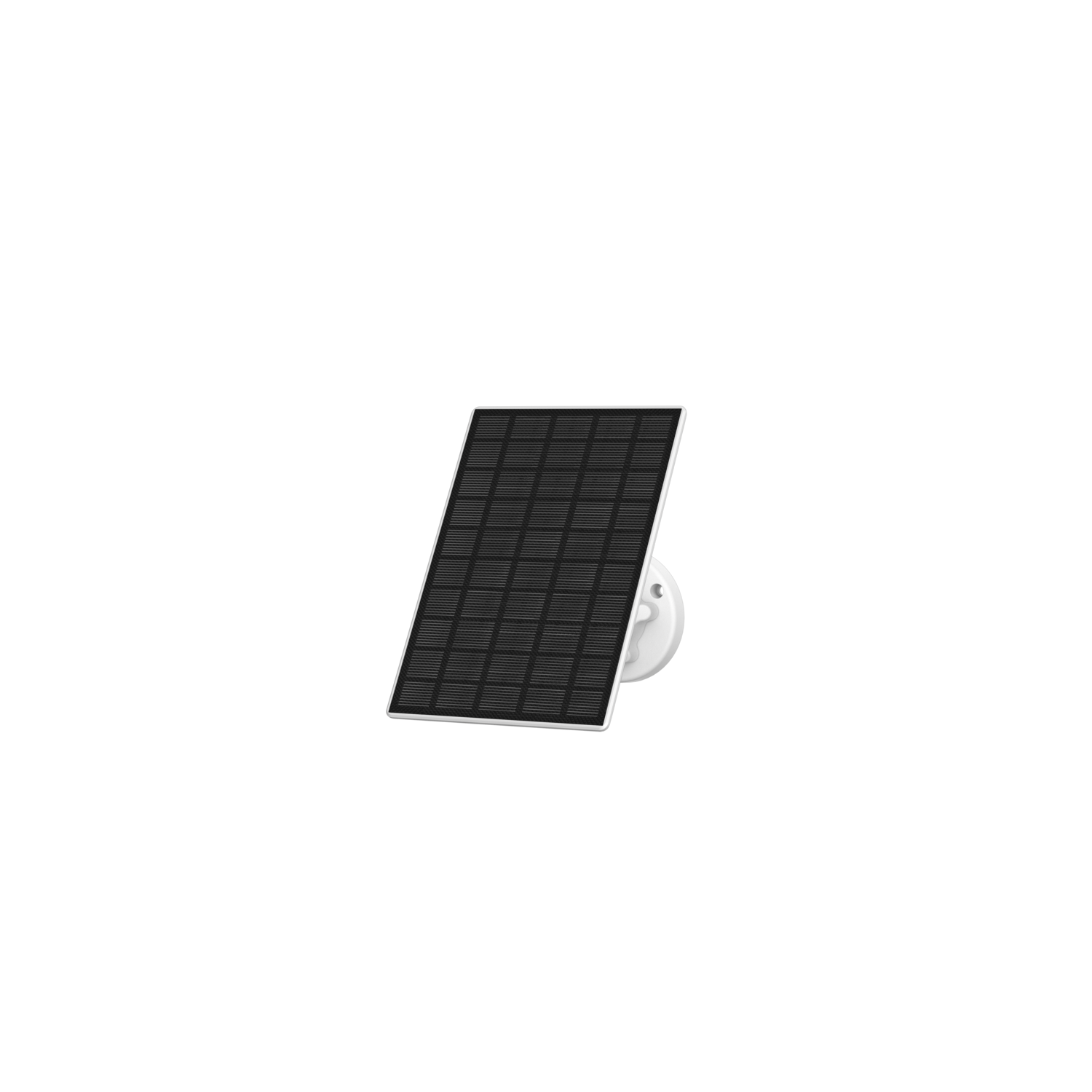 Solar panel with a white bracket, placed against a black background.
