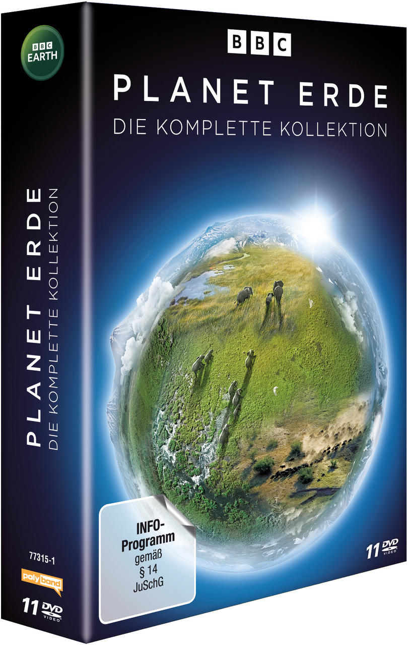 DVD-Hülle: Ein Globus mit Tieren und Text 'Planet Erde' und 'DVD'.