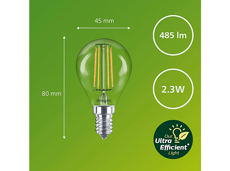 PHILIPS Classic ultraeffizientes LED Leuchtmittel E14 warmweiß 485 Lumen