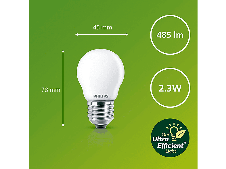 PHILIPS Classic ultraeffizientes LED Leuchtmittel E27 warmweiß 485 Lumen