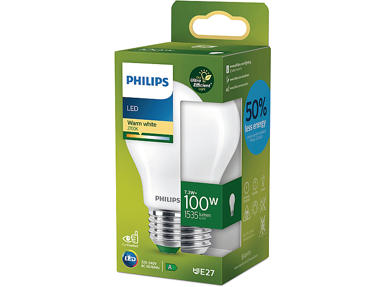 PHILIPS Classic ultraeffizientes LED Leuchtmittel E27 warmweiß 1535 Lumen