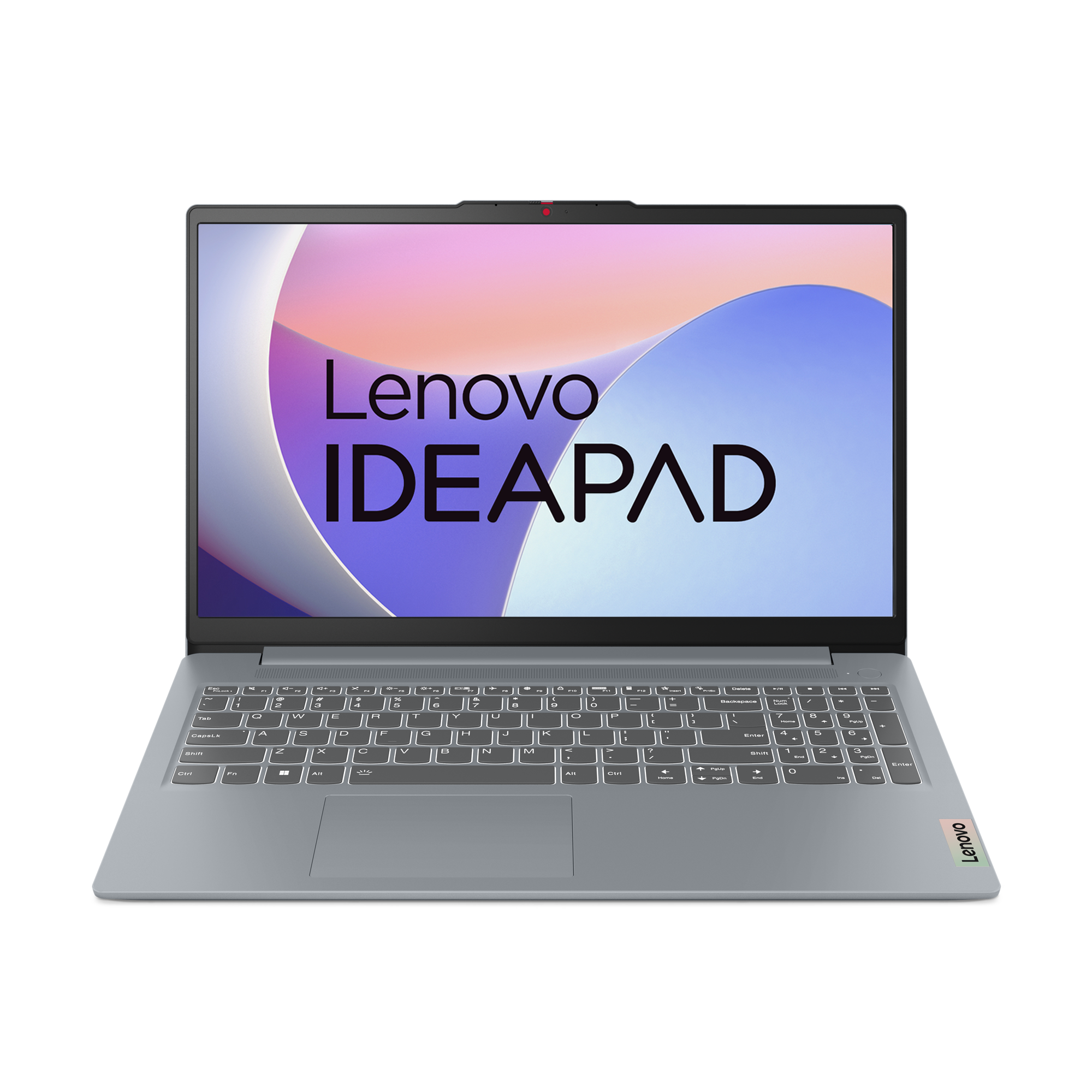 Ein blau-graues Lenovo IDEAPAD Laptop mit geöffnetem Bildschirm.
