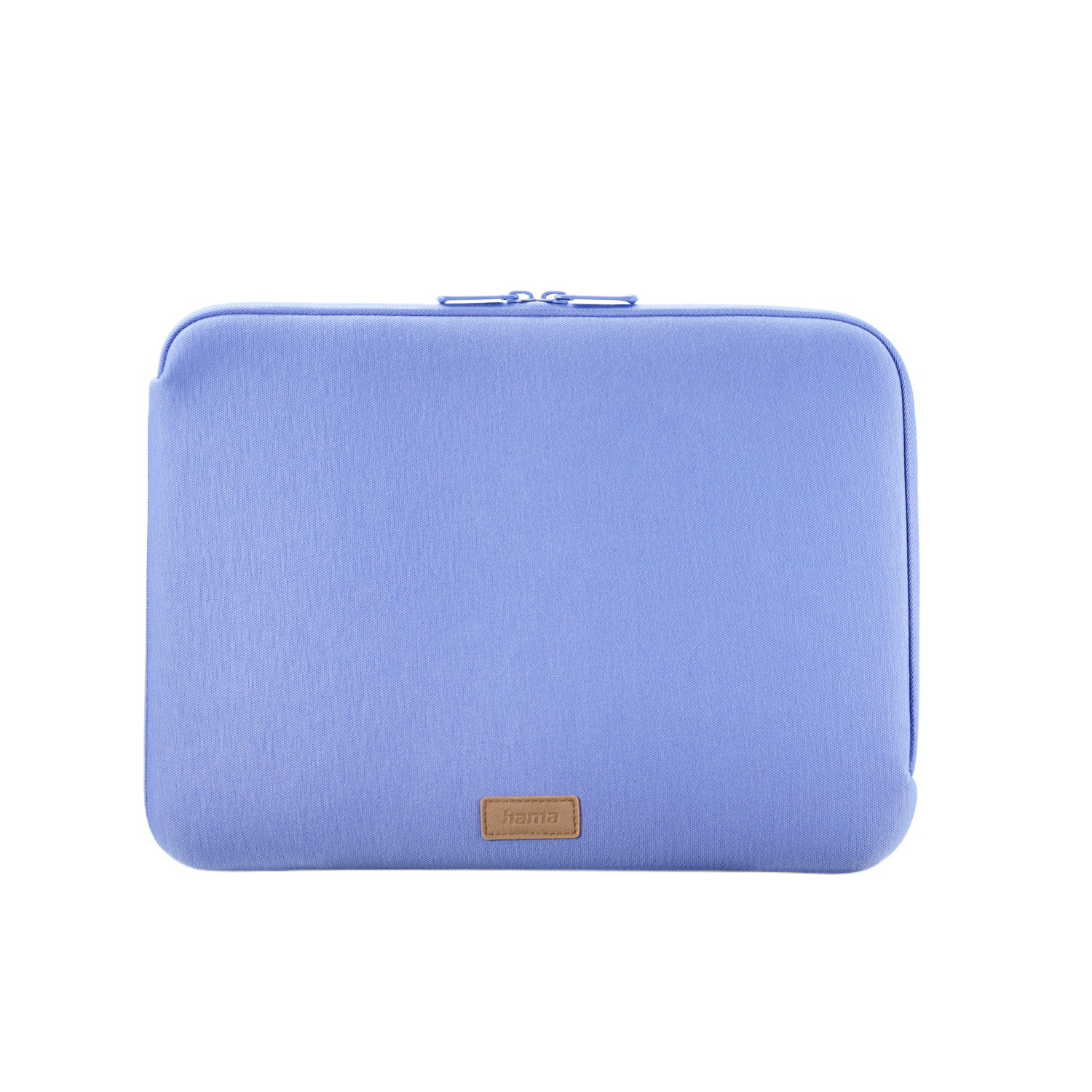Une housse d'ordinateur portable bleu clair avec un écusson logo.