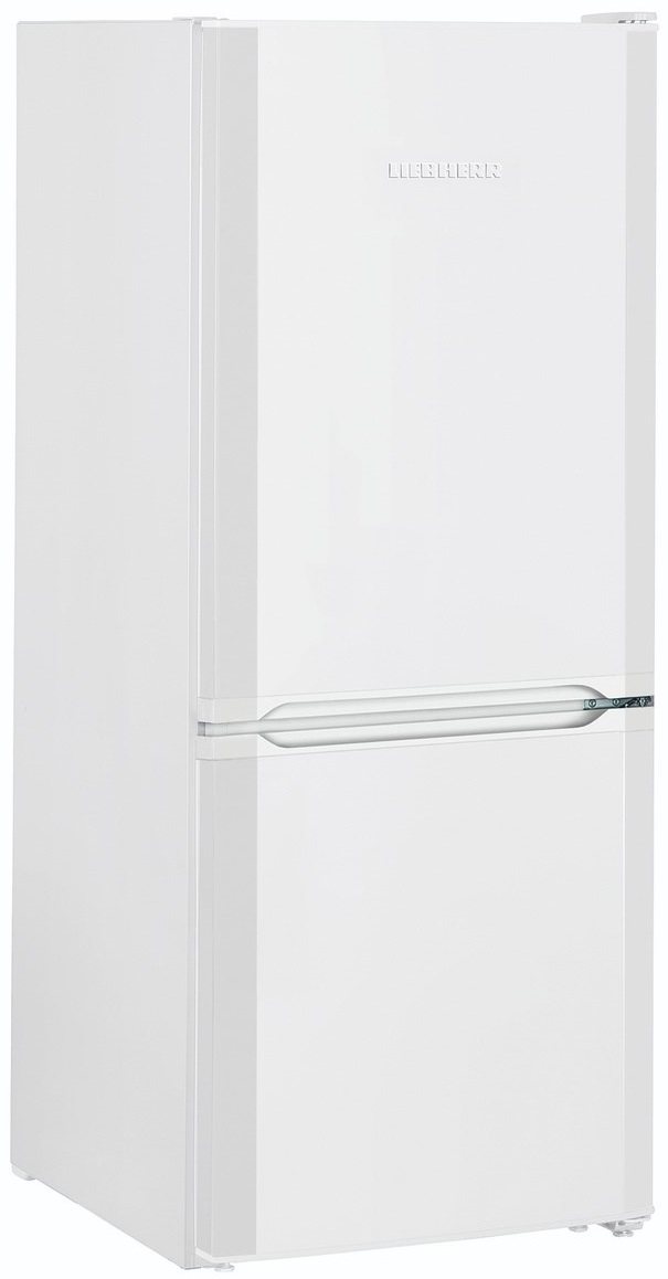 Biała lodówka z zamrażalnikiem na dole. Jest wysoka i ma uchwyt.