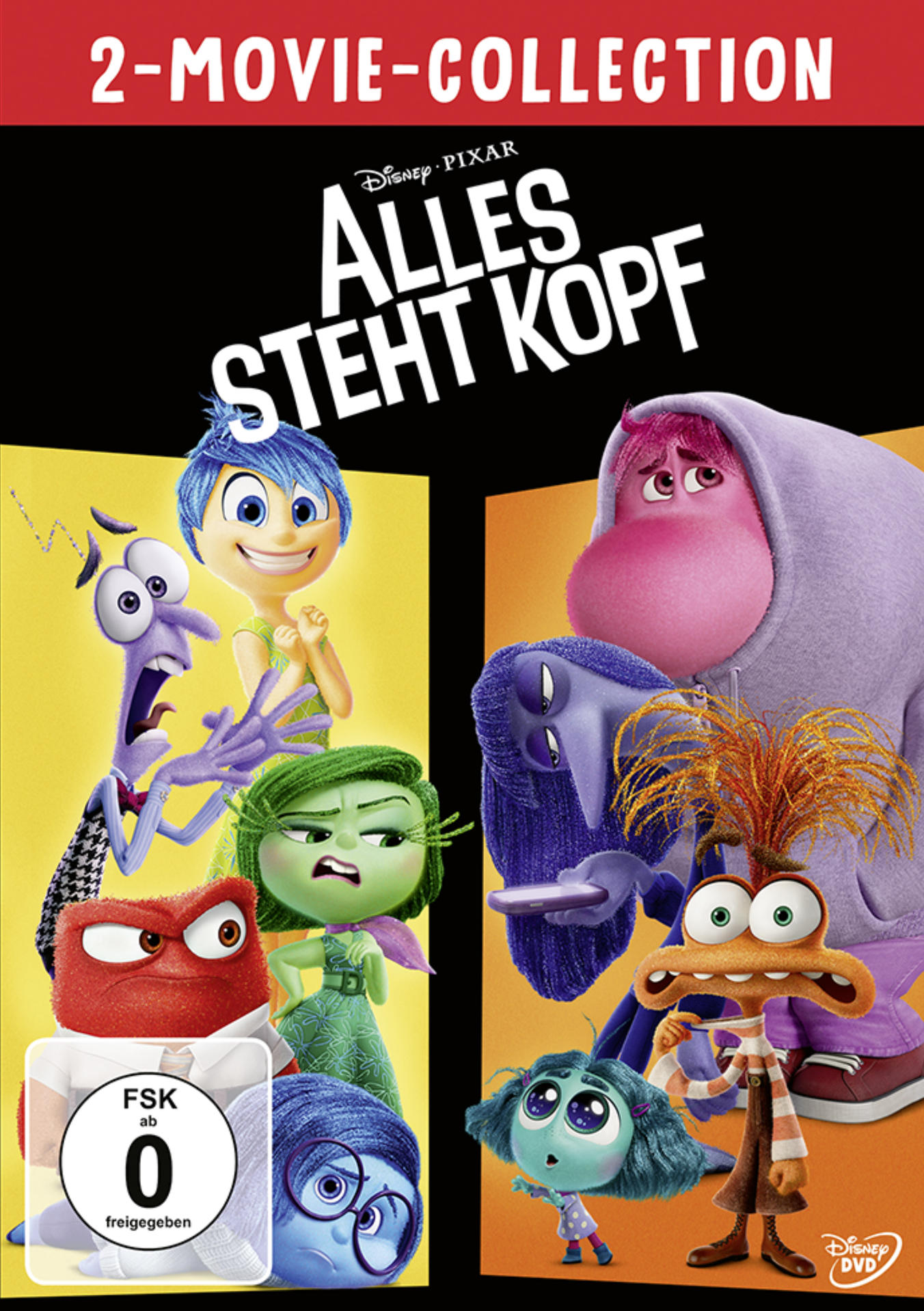 DVD-Cover für 'Alles Steht Kopf', mit Zeichentrickfiguren.