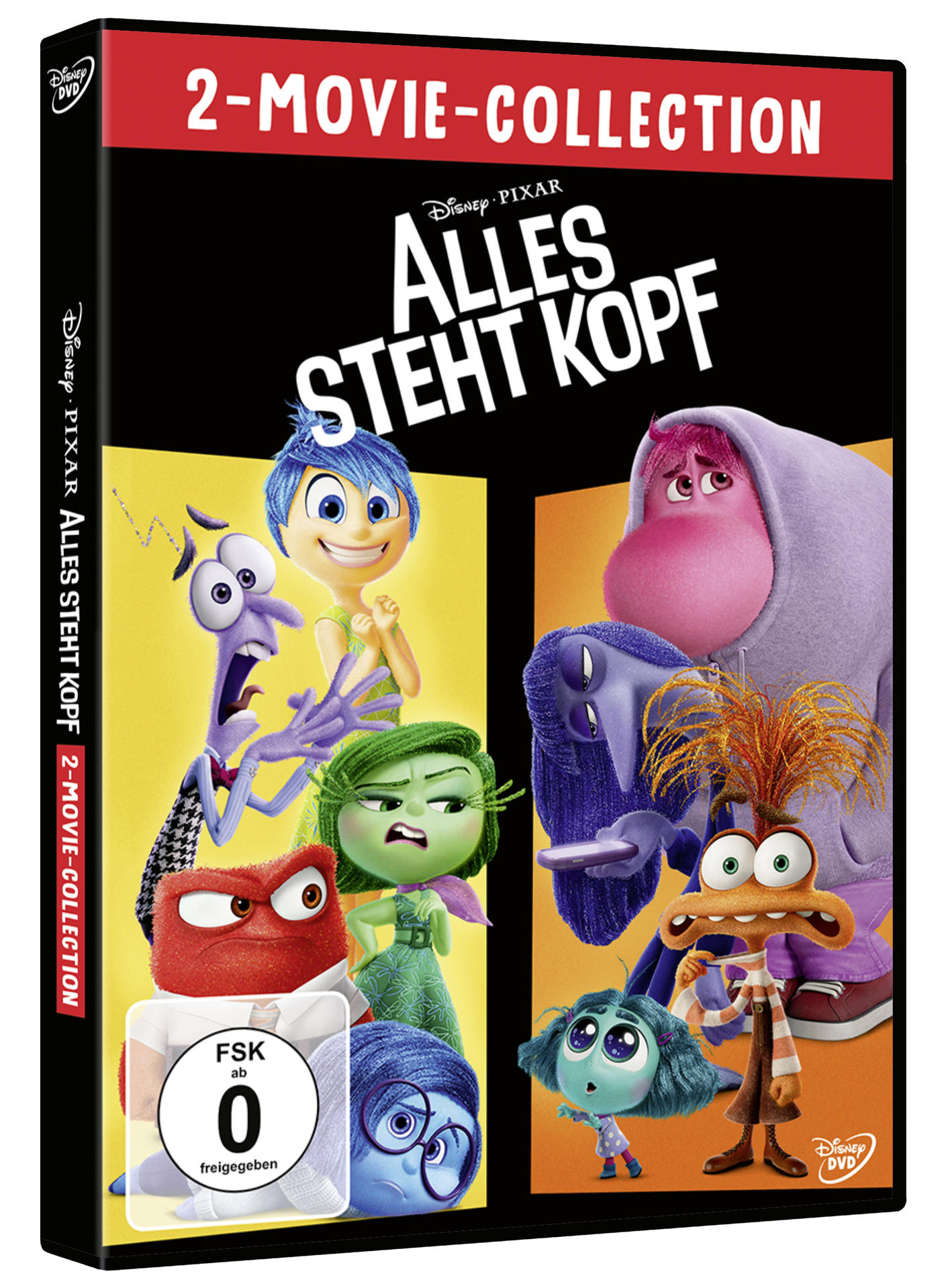 Eine DVD-Hülle für den Animationsfilm Alles steht Kopf, mit Charakteren auf dem Cover.