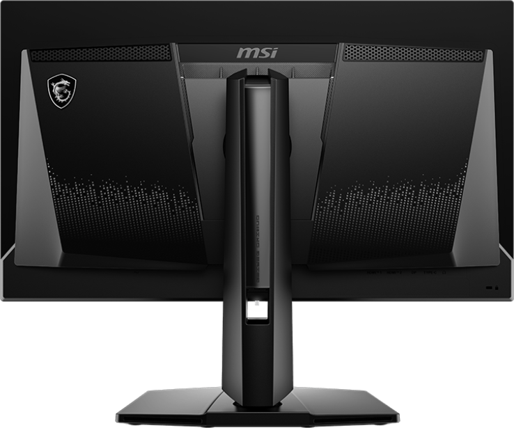 Arrière d'un moniteur de jeu MSI avec un design noir et argent.