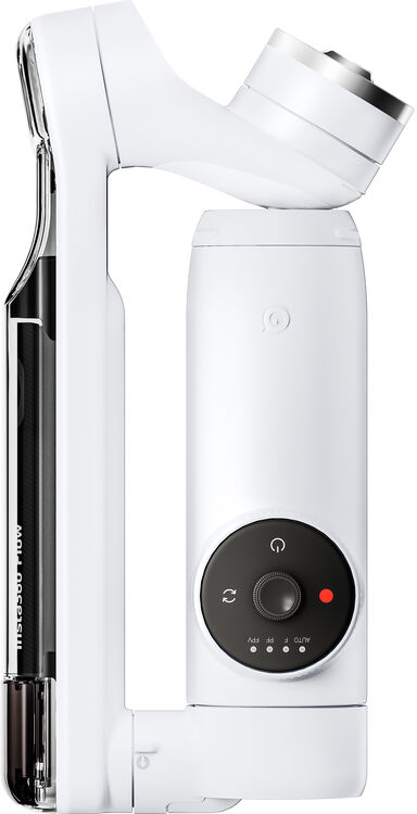 Fehér Insta360 Flow stabilizátor fekete vezérlőpanellel.
