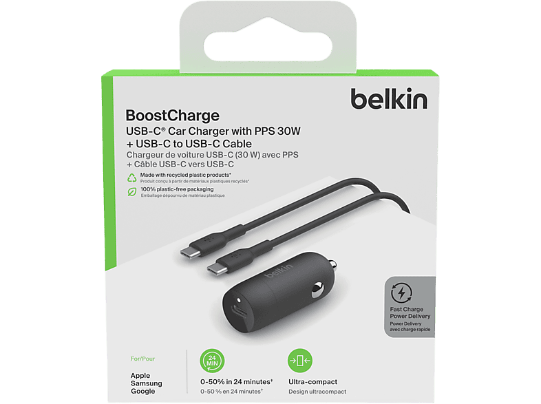 Belkin Auto-adapter Boostcharge 30w Usb-c Zwart (cca004bt1mbk-b6)