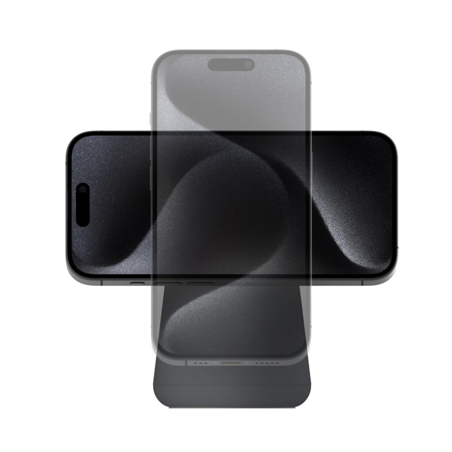 Meerdere telefoons die elkaar overlappen en het ontwerp tonen. De telefoons zijn zwart en strak.