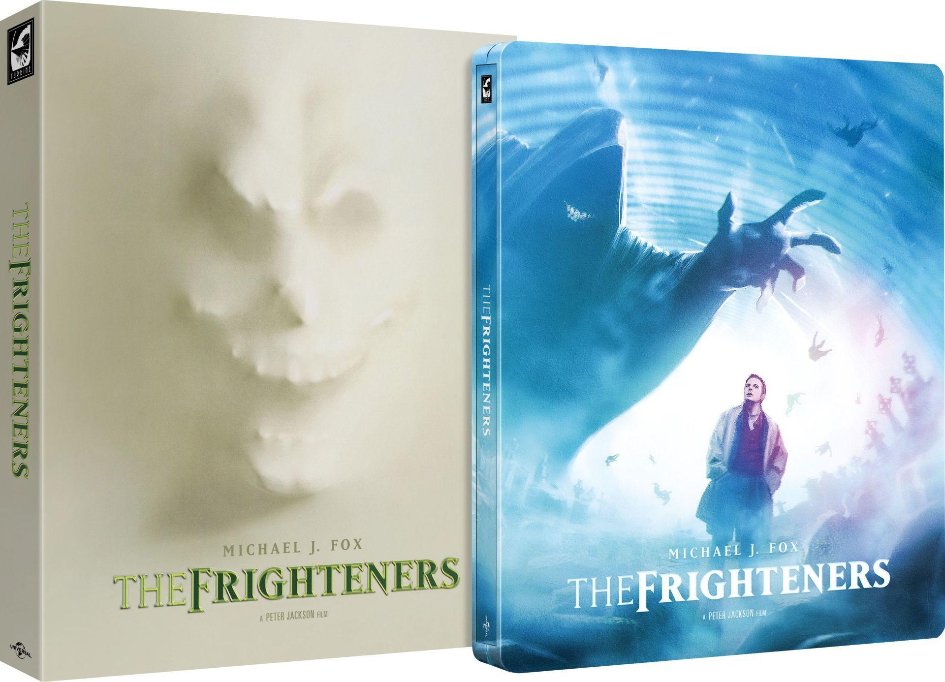 DVD-Hüllen von The Frighteners. Eine mit einem Gesicht in einem Laken, die andere mit einer Person und Geisterfiguren.