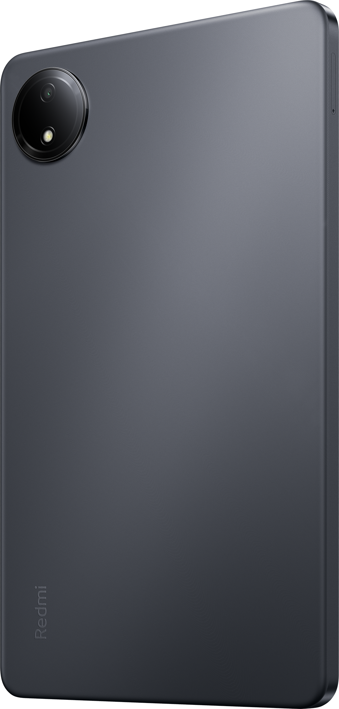 Sötétszürke tablet hátulja, kamera látható.
