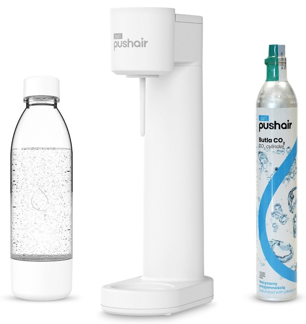 Saturator do wody DAFI PushAir Biały + Nabój CO2 + Butelka 0,7l