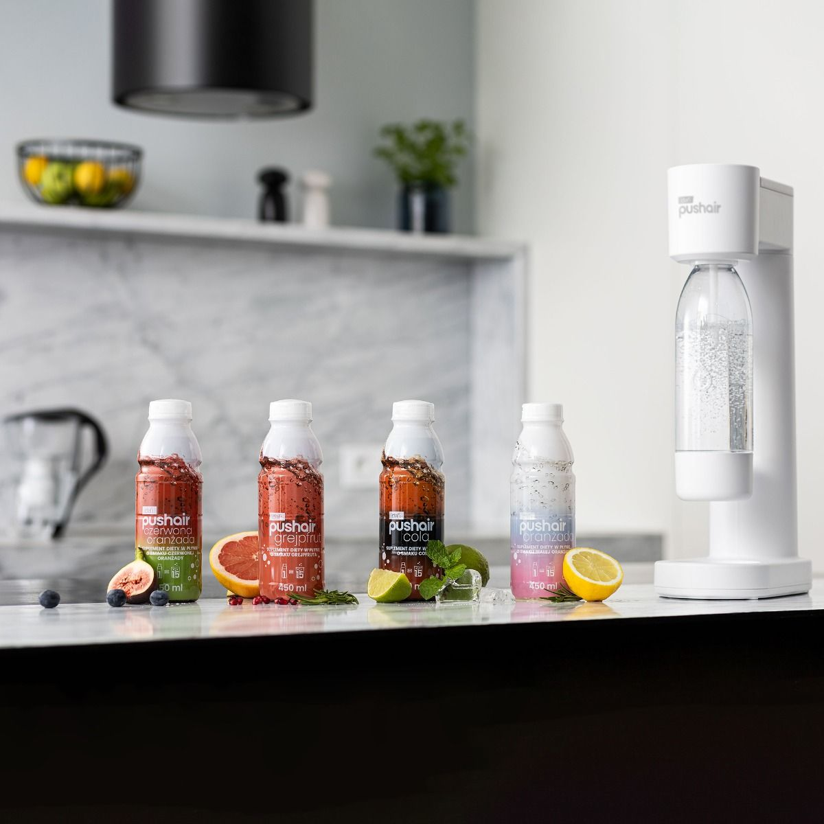 Saturator do wody DAFI PushAir Biały + Nabój CO2 + Butelka 0,7l