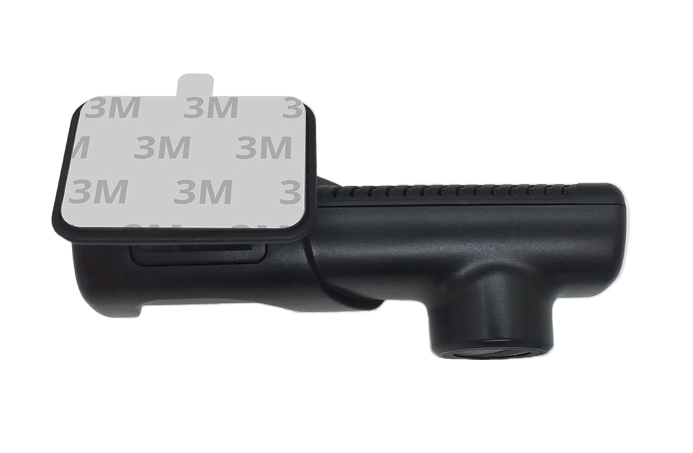 Montaj braketi ve 3M yapıştırıcısı ile birlikte siyah bir araç kamerası gösterilir.