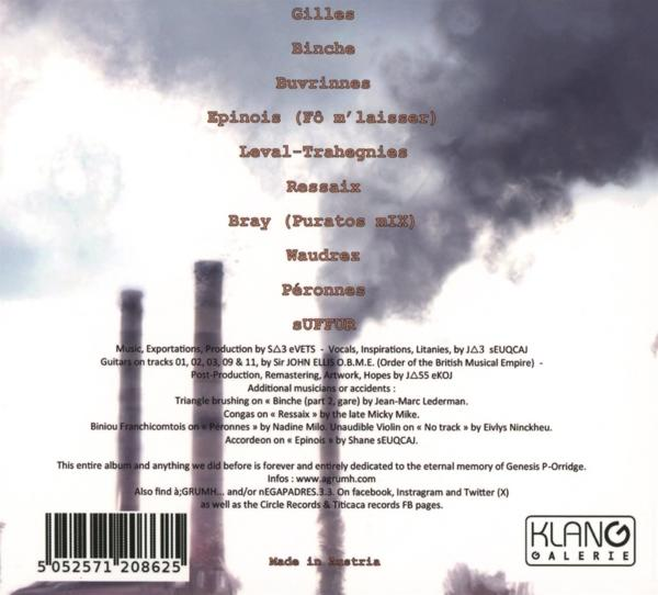 Albumcover mit Text und einem Schornstein. Der Künstler ist Suffer. Der Albumname ist nicht sichtbar.