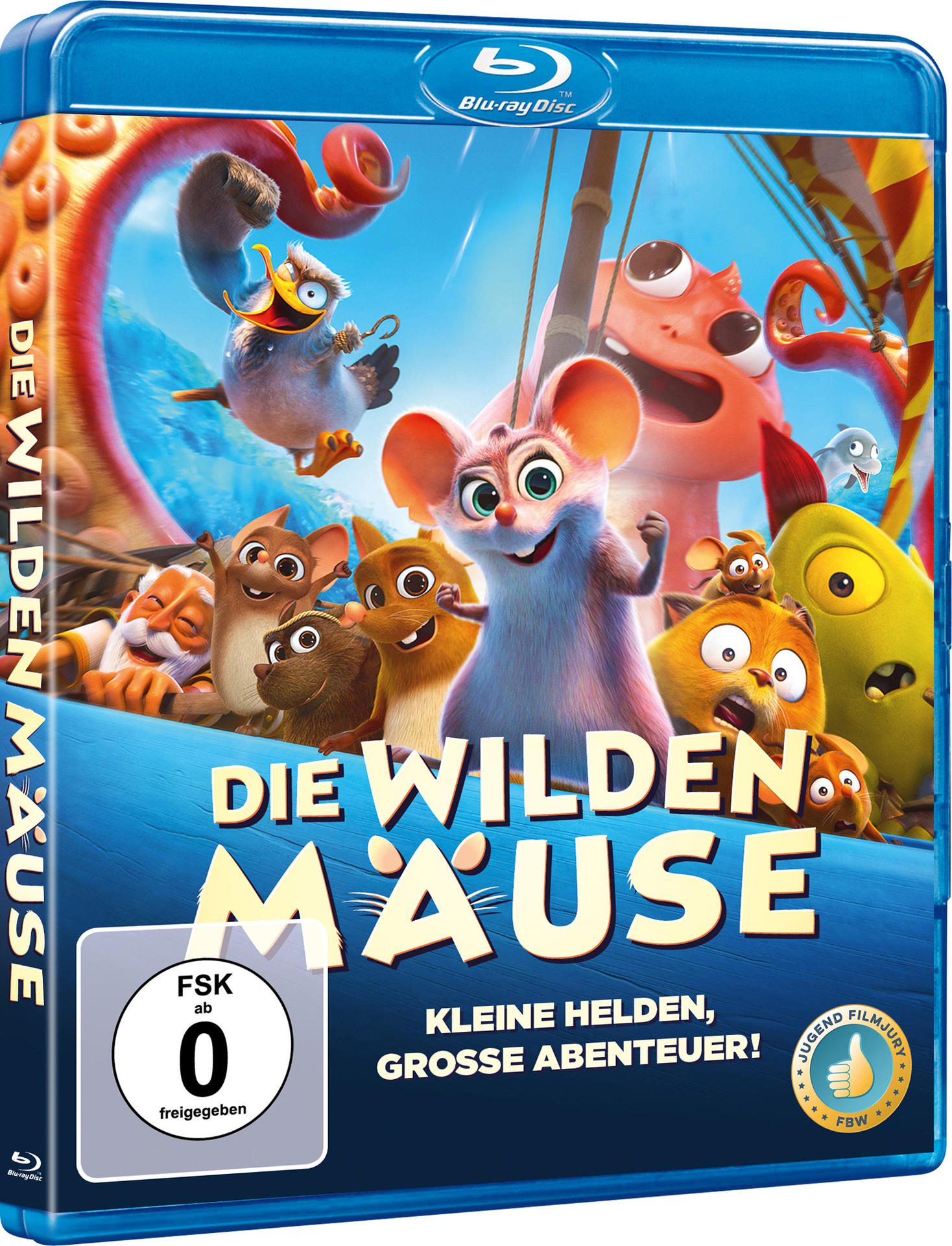 Blu-ray-Disc-Cover für den Film "Die Wilden Mäuse", mit Cartoon-Mäusen.