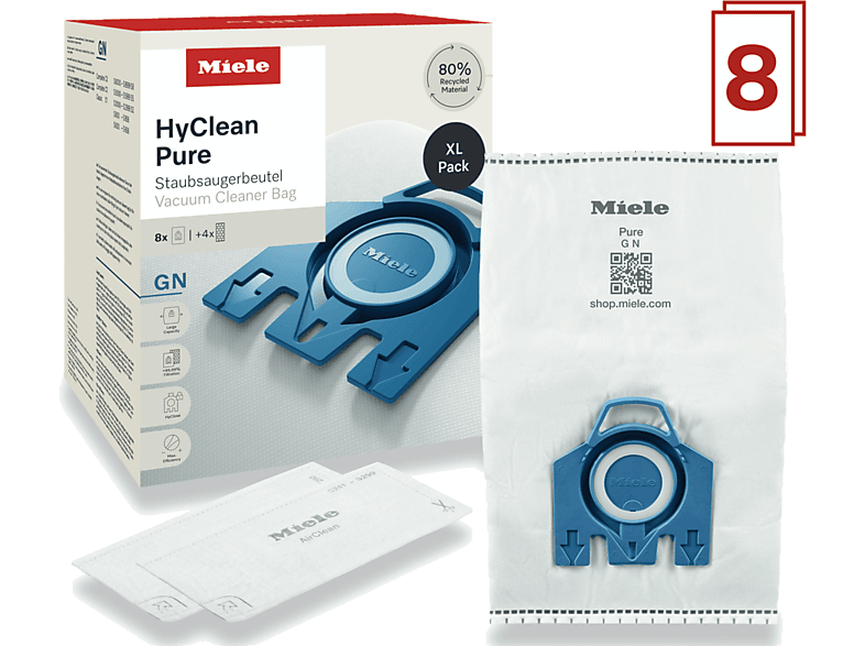 Sacs à aspirateur Miele HyClean Pure GN XL Lot de 8