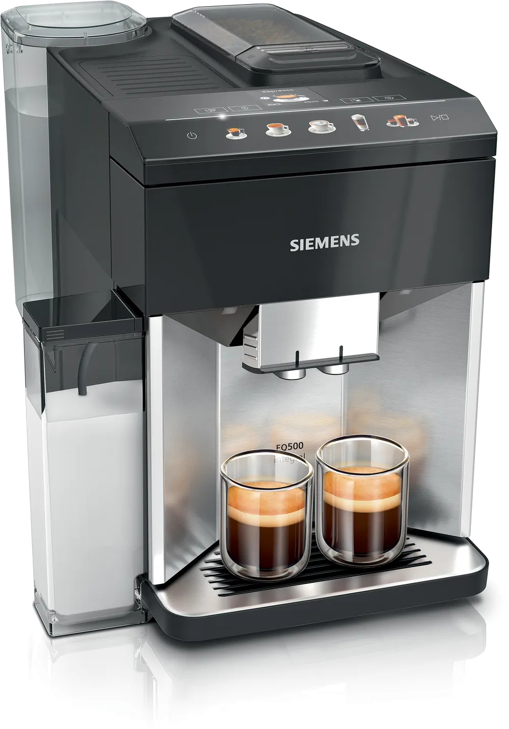 SIEMENS TQ515R03 Automata kávéfőző EQ500 15 bar, AromaIntense, aromaDouble Shot, coffeeSelect Display inox