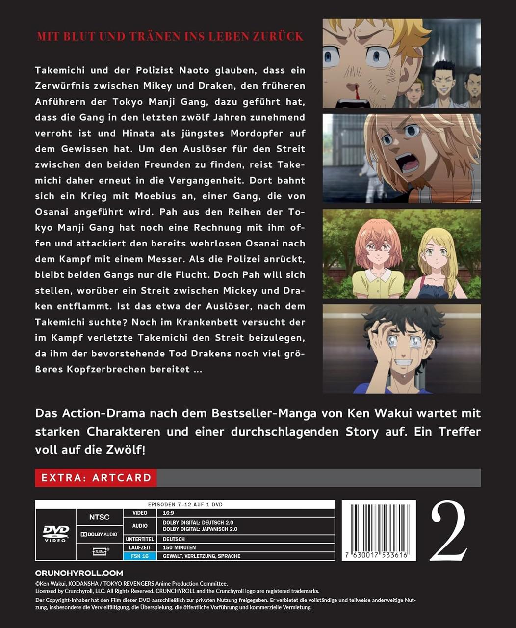 DVD-Hülle mit Charakteren aus einem Anime, mit Text und Logos darauf.