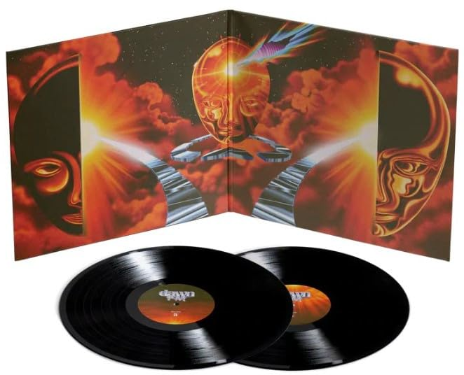 Vinyl lemez album borítója, személy, portál művészetével és a dawn fm logóval.