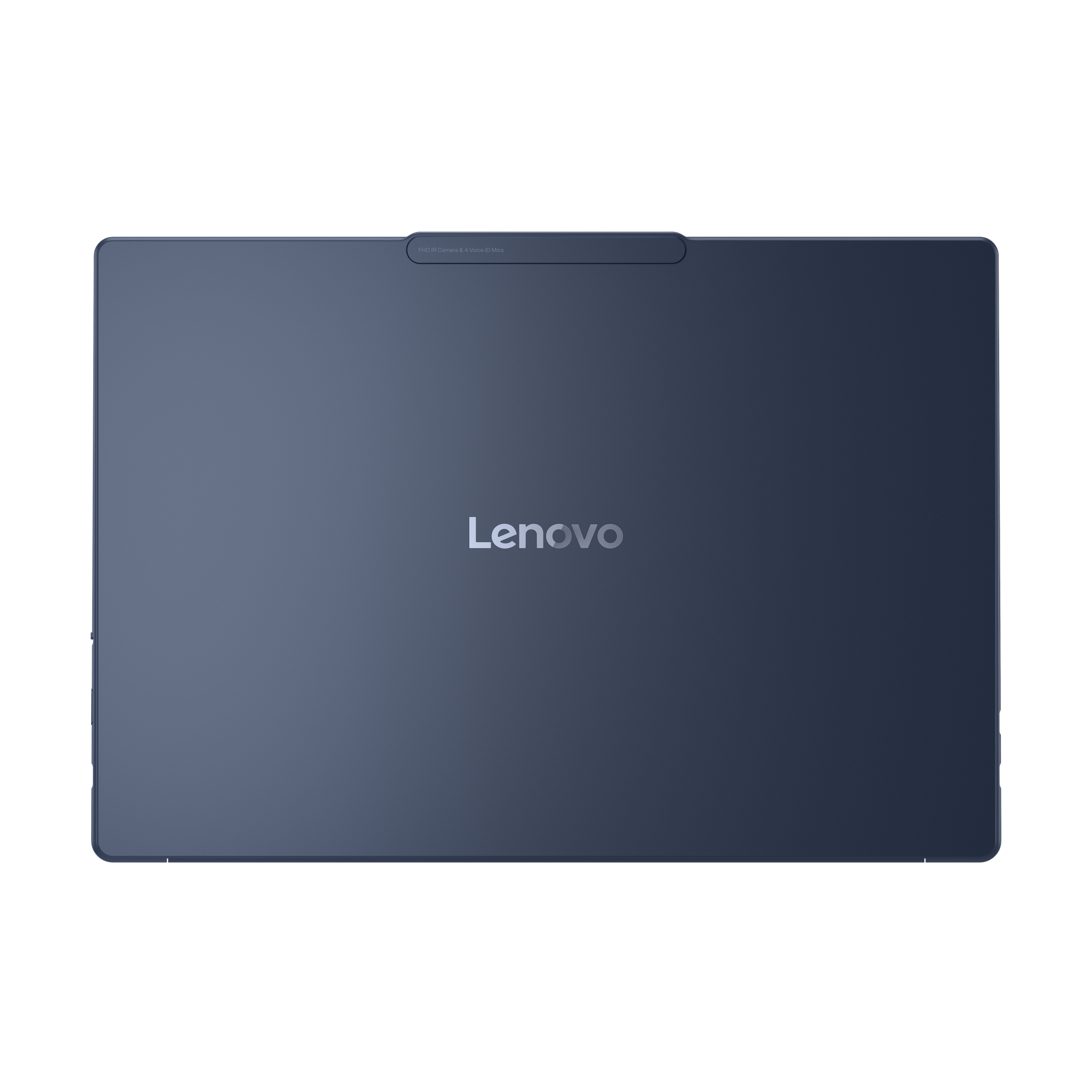 Mavi Lenovo tablet, Lenovo logosu, siyah arka plan.