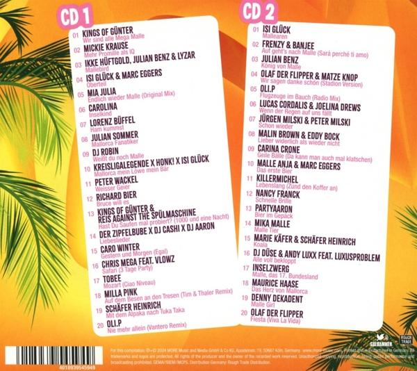 Zwei Seiten eines Musik-CD-Booklets mit Titellisten auf Deutsch. Farbenfrohes Design.