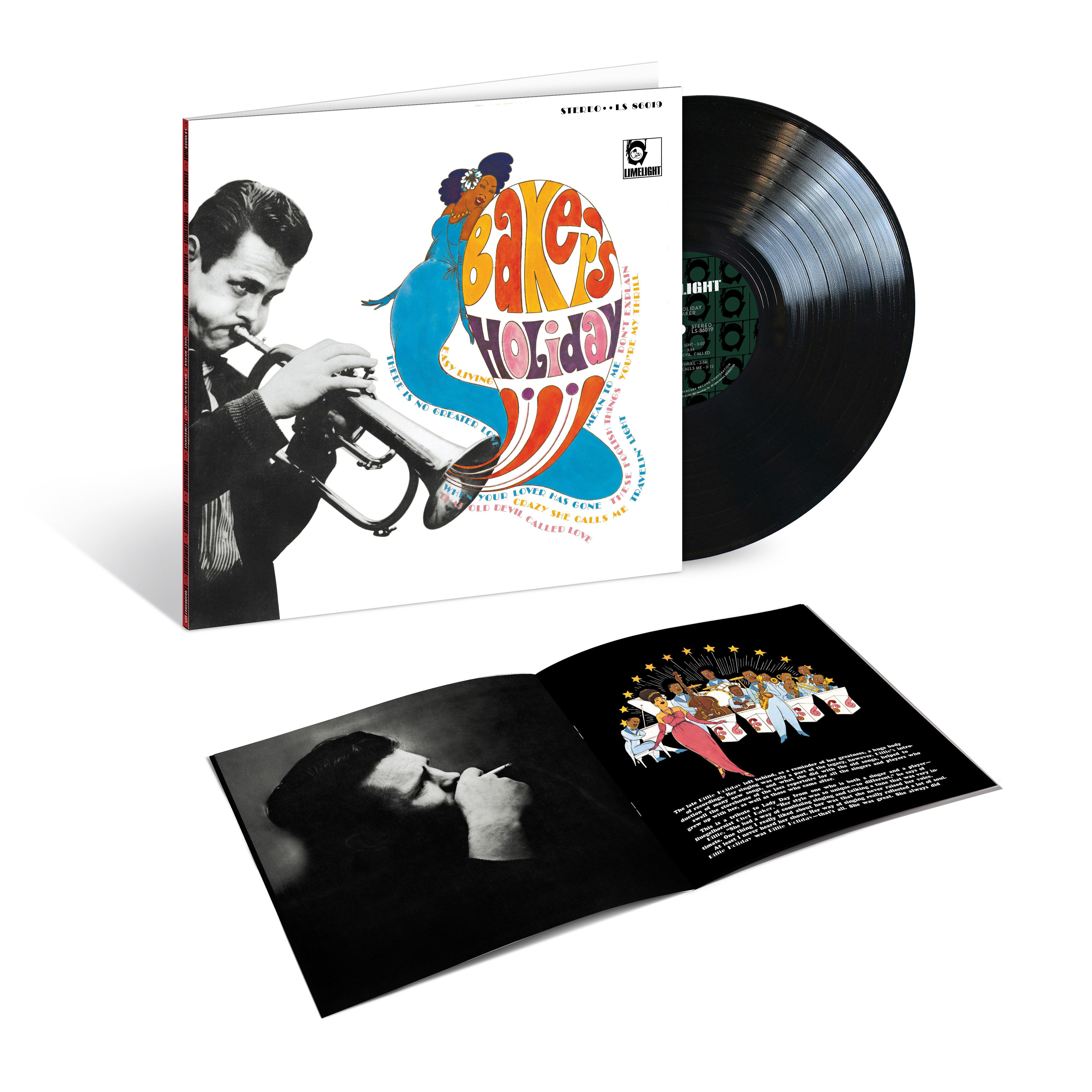 Ein Jazzalbum mit einer Zeichnung eines Trompete spielenden Mannes und einer Schallplatte.