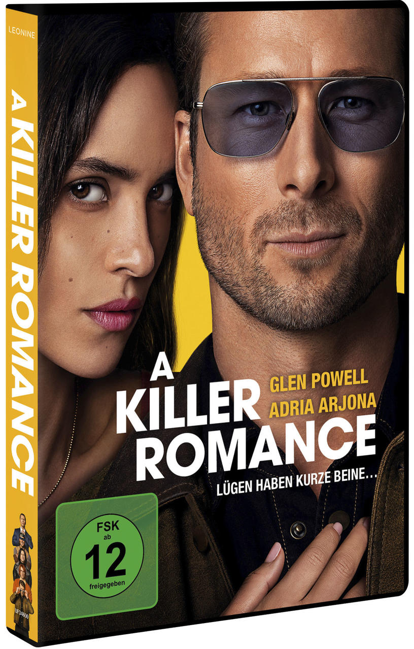 Filmplakat: 'A Killer Romance'. Zeigt zwei Personen, einen Mann mit Sonnenbrille und eine Frau.