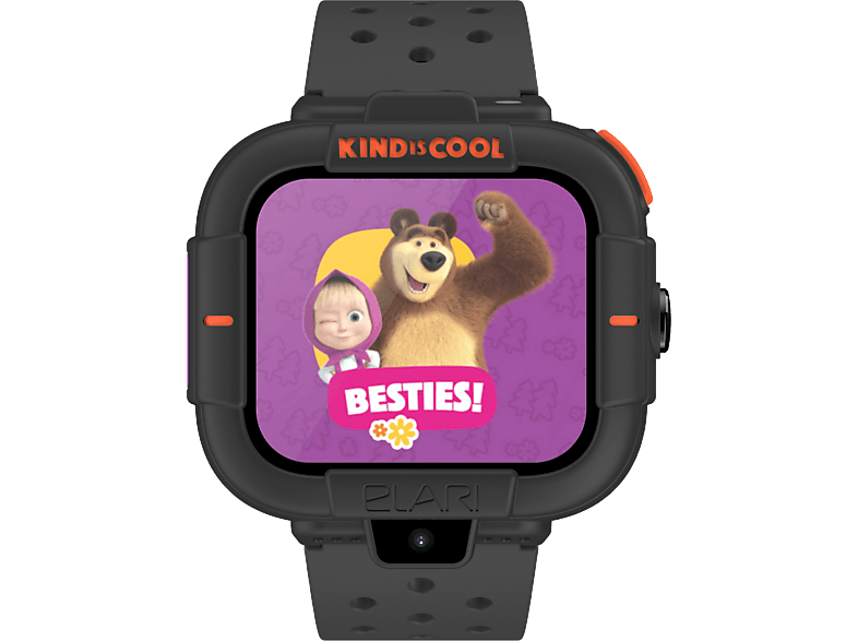 Smartwatch infantil - Elari KidPhone MB, Pantalla táctil, GPS, Nano SIM, Cuadrada 320x380, Diseño Masha y el Oso, Negro