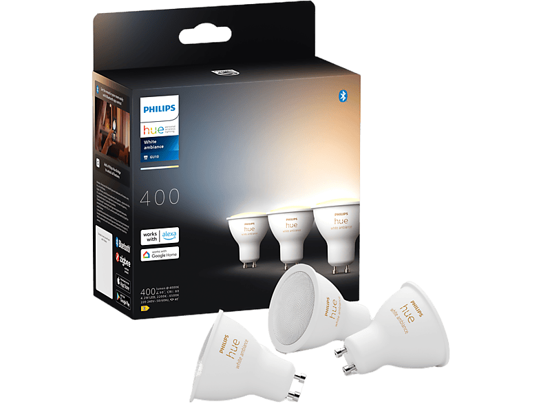 Philips Hue Led Lamp Spot Gu10 4.2w Warm-tot Koelwit Licht Wit 3 Stuks (929003666703)