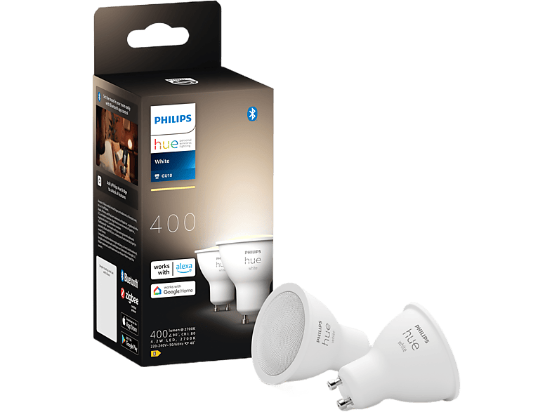 Philips Hue Led Lamp Spot Gu10 4.2w Warmwit Licht Wit 2 Stuks (929003666902) Lamp