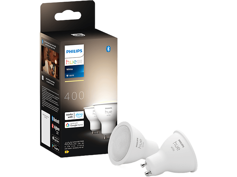 Philips Hue Led Lamp Spot Gu10 4.2w Warmwit Licht Wit 2 Stuks (929003666902)