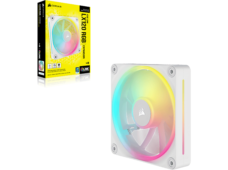 CORSAIR iCUE Link LX120 RGB 120mm PWM Gehäuselüfter, weiß — Foto 4 von 5