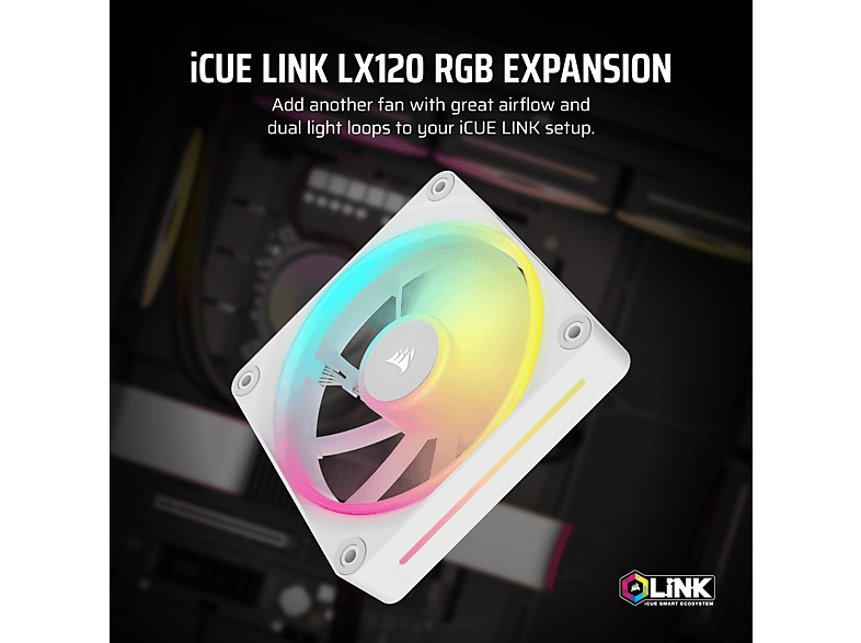 CORSAIR iCUE Link LX120 RGB 120mm PWM Gehäuselüfter, weiß — Foto 5 von 5