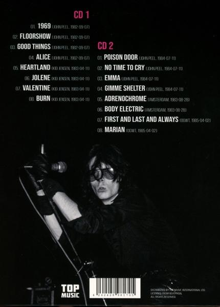 Albumcover mit einer Liste von Songs und einem Schwarz-Weiß-Foto eines Mannes mit Sonnenbrille.