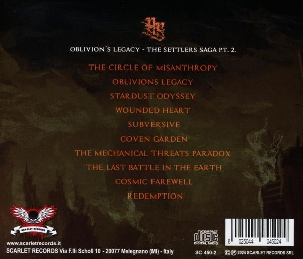Ein schwarzes und rotes Albumcover mit Titelliste und Logo.