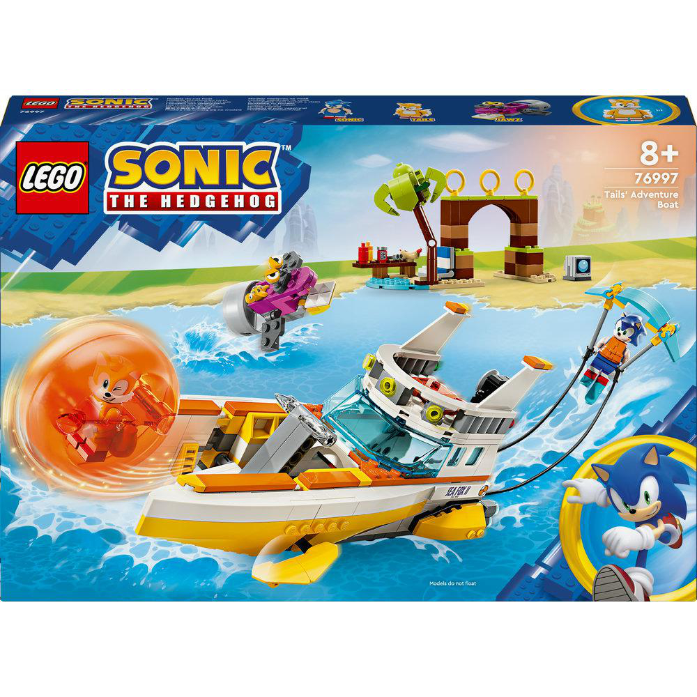 Lego Sonic the Hedgehog Tails' Adventure Boat Set, mit Sonic- und Tails-Figuren.