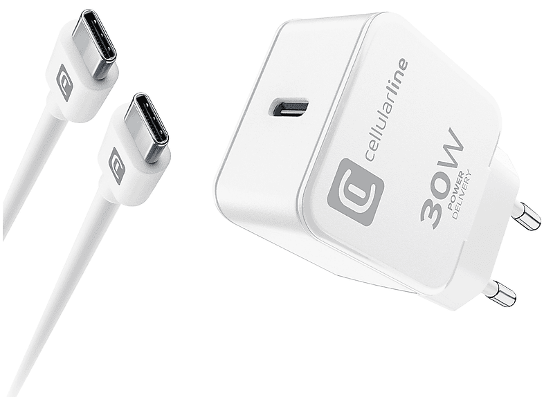 Caricabatteria Cellularline Usb-C con cavo 30W