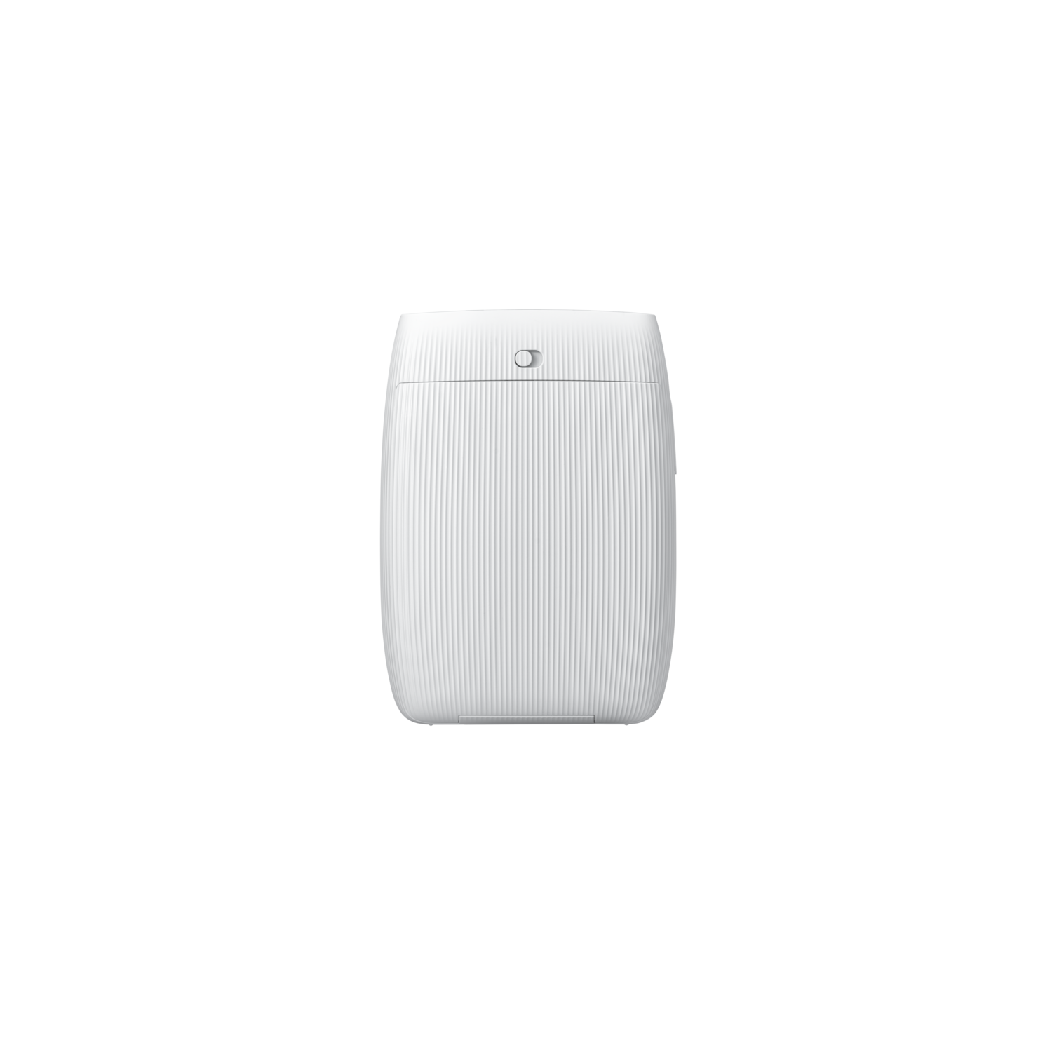 White air purifier on a black background, isolated and centered.