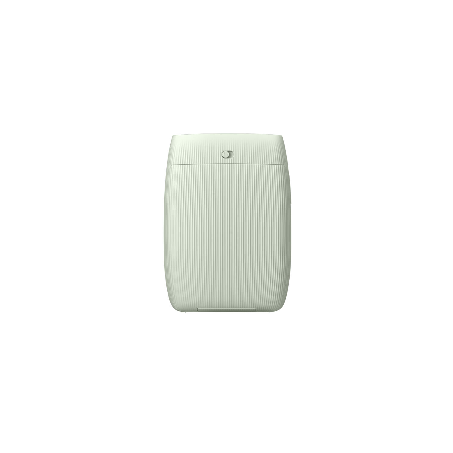 A small, white, rounded device with vertical ridges on a black background.